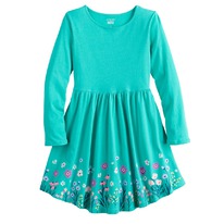 kohls Toddler Boy Jumping Beans Long Sleeve Skater Dress BIRD TEAL