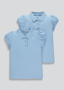 Matalan  / Girls  Scallop Collar School Polo Shirts Blue 