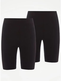 Asda Girls Black Cotton Rich Jersey School Shorts 2 Pack 