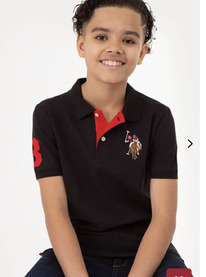 U.S. Polo Assn BOYS MULTI COLOR LOGO PIQUE POLO SHIRT BLACK