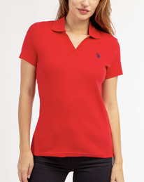 U.S. Polo Assn ������ SPLIT NECK RIBBED POLO SHIRT ENGINE RED