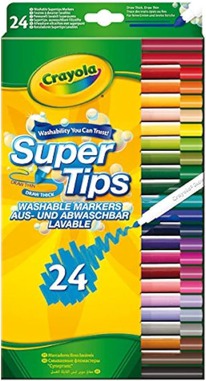 amazon GB CRAYOLA SuperTips Washable Markers - Assorted Colours (Pack of 24)