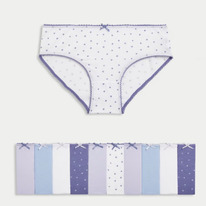 marksandspencer 10pk Cotton Rich Star Knickers (2-14 Yrs) Lilac Mix