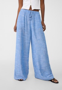 stradivarius Wide-Leg-Hose mit Stretchbund und Leinenanteil