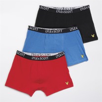 Mandmdirect Lyle And Scott Boys Three Pack Boxer Trunks Black/Star Sapphire/Ribb