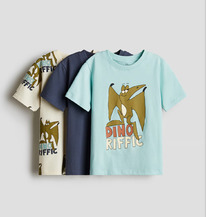 3-PACK PRINTED T-SHIRTS Turquoise/Dinoriffic