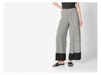 lidl Damen Wide-Leg-Hose, Muster/wei