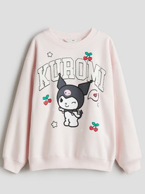 HM OVERSIZED PRINT-MOTIF SWEATSHIRT Light pink/Kuromi