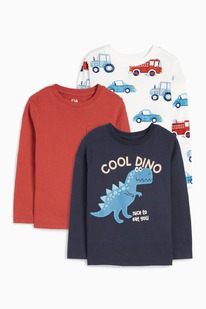  Multipack 3er - Dino und Fahrzeuge - Langarmshirt
