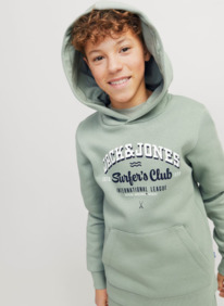 Sportsdirect Jack and Jones Kids Logo Hoodie Iceberg Green