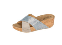 christmann Dr. Feet Rind-Veloursleder-Pantolette, taupe-blue