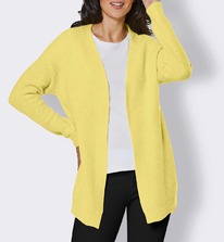 christmann  Création L Premium Merino-Kaschmir-Longstrickjacke, zitrone