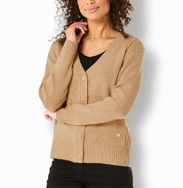 christmann  Création L Premium Merino-Kaschmir-Strickjacke, camel-meliert